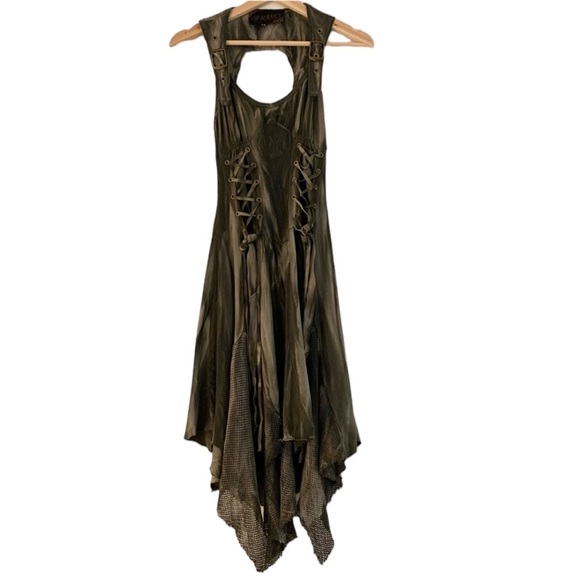 Lip Service Warbird Apocalyptic lace up mesh Gothic Dress - Picture 9 of 12